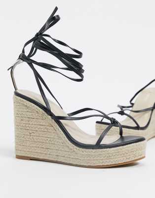 wedge sandals with ankle ties