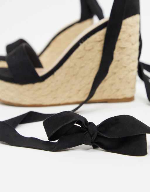 Espadrilles met discount sleehak en linten