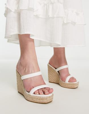 Glamorous - Espadrilles-Sandaletten in Weiß mit Keilabsatz