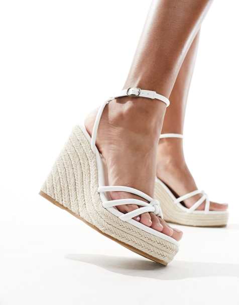 ASOS DESIGN Wide Fit Tasha espadrille wedges in white