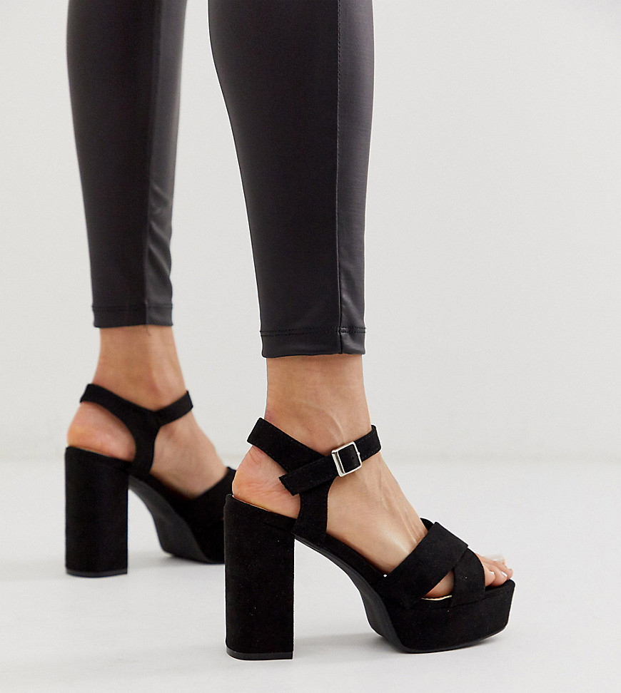 Glamorous - Exclusieve zwarte sandalen met plateauhak