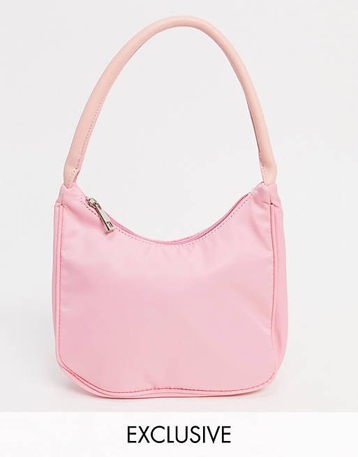 Glamorous Exclusive 90s shoulder bag in pink nylon | ASOS