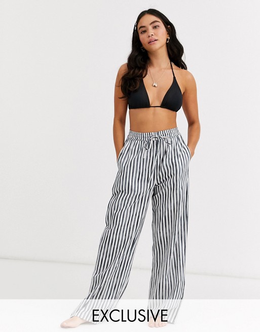 Glamorous Exclusive beach trouser in grey stripe