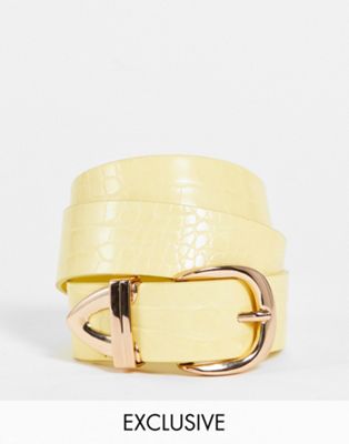 Glamorous Exclusive belt in butter croc with gold tipping