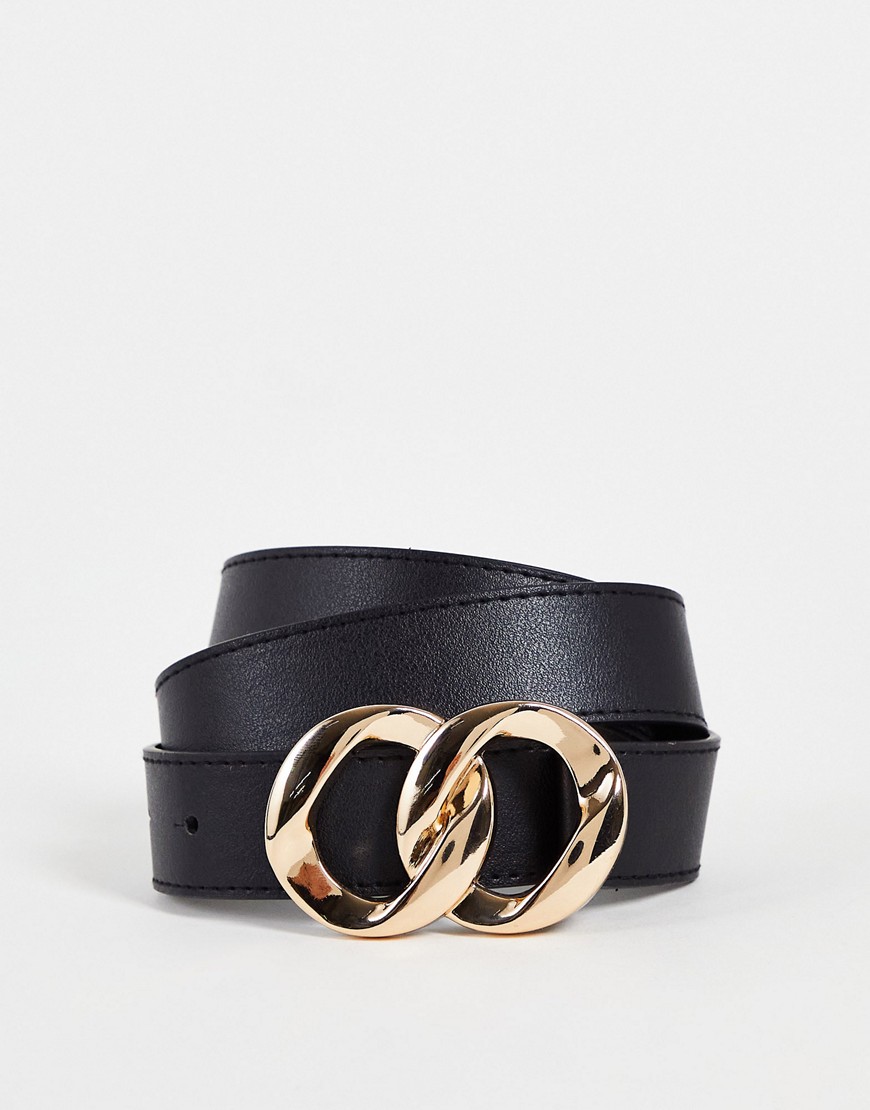 Glamorous Exclusive Belt With Double Molten Circle Buckle In Black