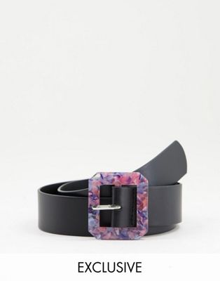 Glamorous Exclusive blazer belt with multicoloured tortoiseshell buckle