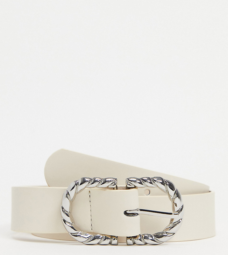 Glamorous Exclusive belt with twisted metal buckle in beige-Neutral
