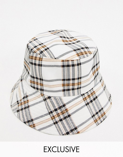 Glamorous Exclusive bucket hat with wide brim in check