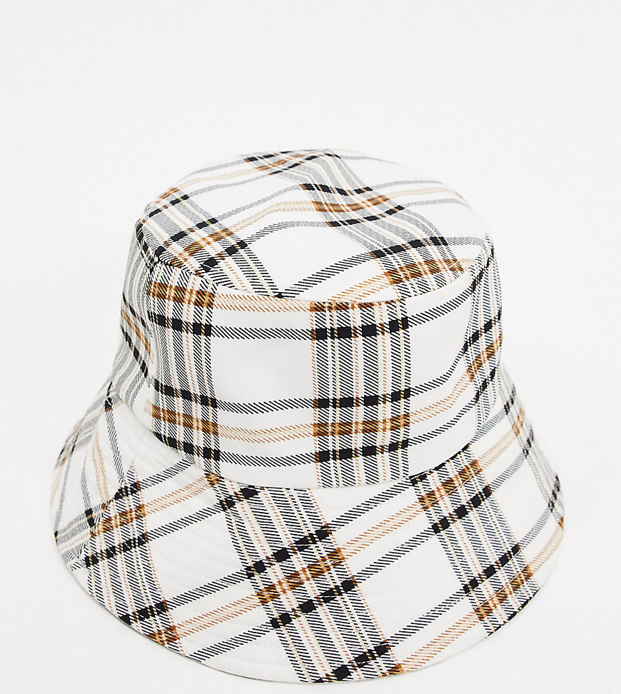 Glamorous Exclusive Bucket Hat With Wide Brim In Check-multi