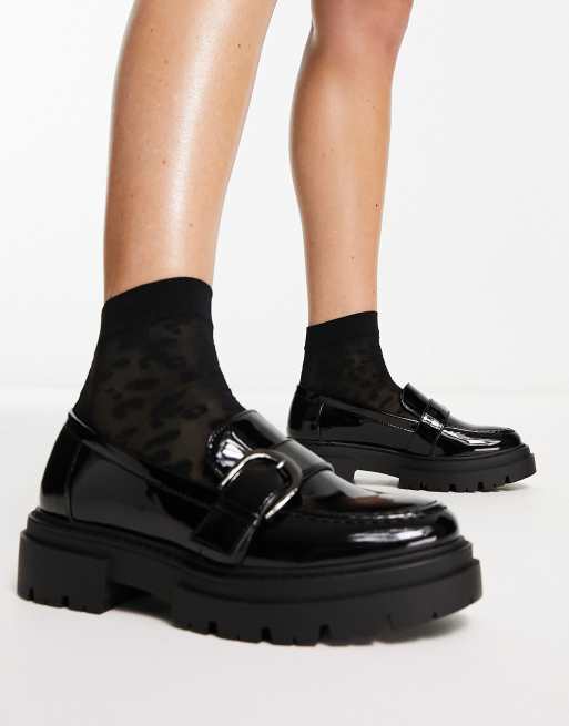 Glamorous Exclusive Chunky Buckle Loafers In Black Patent Asos 4551