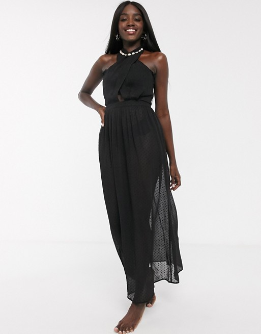 Glamorous Exclusive cross front beach dress in black