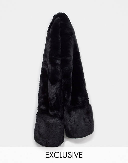 Glamorous Exclusive faux fur oversized scarf in black | ASOS