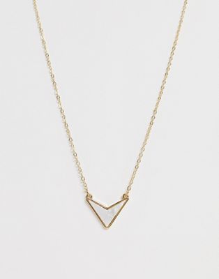 Glamorous – Exclusive – Halsband med triangelhängsmycke i harts-Guld