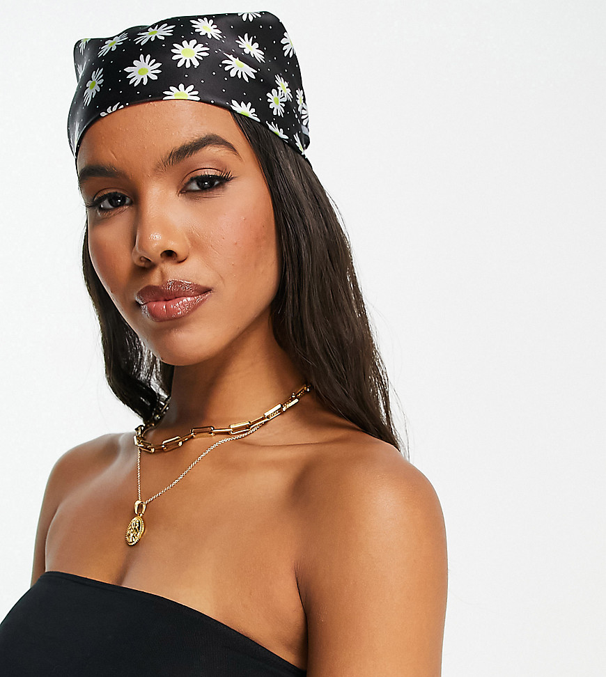 Glamorous Exclusive headscarf in satin sunflower print-Multi