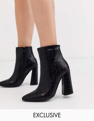 croc heeled ankle boots