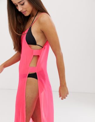 neon pink mesh dress