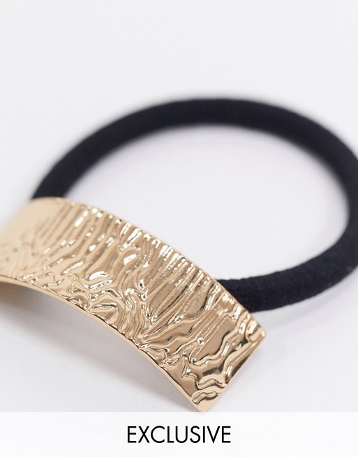 Glamorous Exclusive minimal metal hairband in hammered gold
