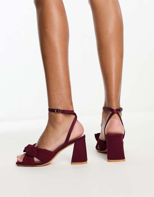 Burgundy mid 2025 heel sandals