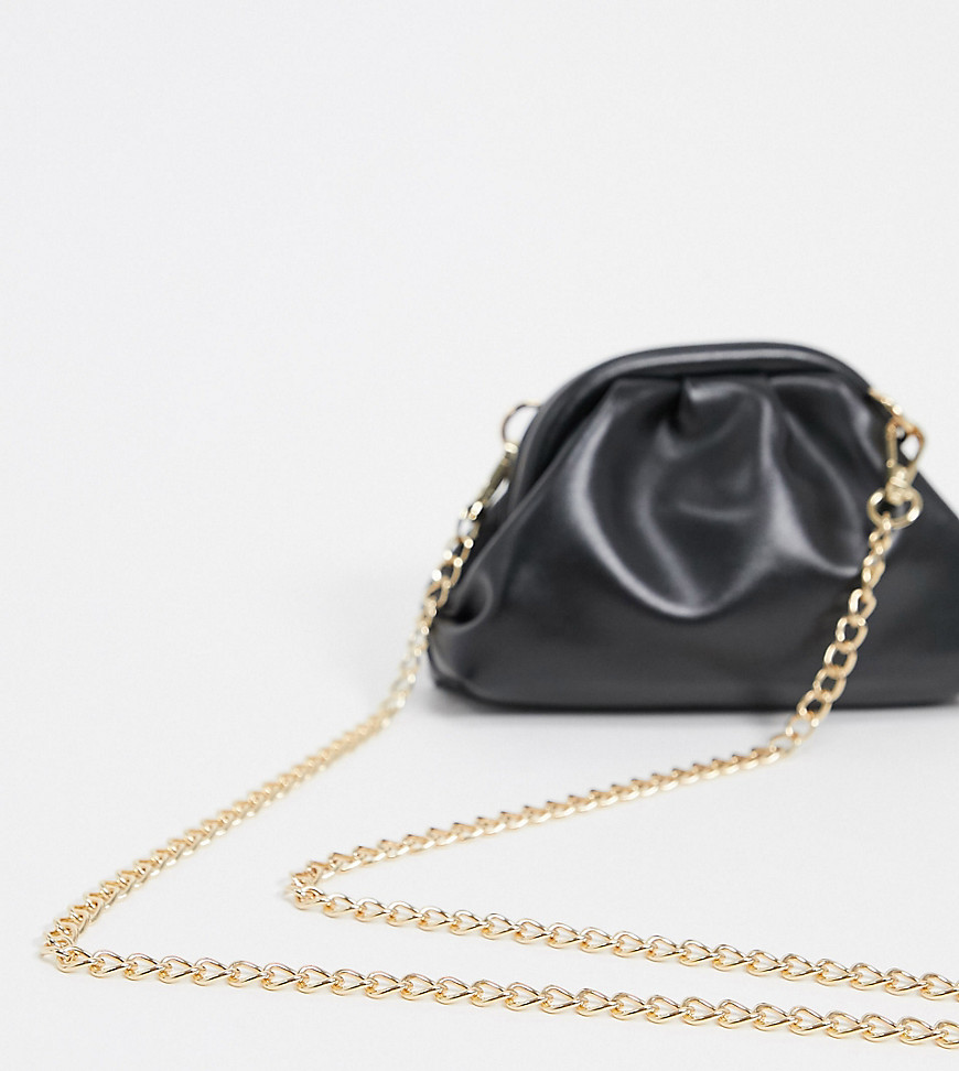 Glamorous Exclusive Mini Pillow Clutch Bag In Black With Detachable Strap
