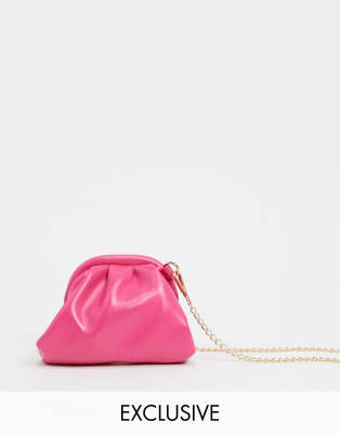 pink purse with chain strap