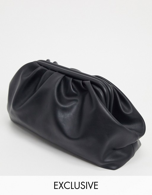 Glamorous Exclusive oversized slouchy pillow clutch bag in black