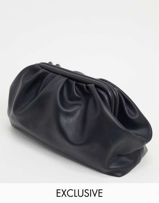 Glamorous Exclusive oversized slouchy pillow clutch bag in black