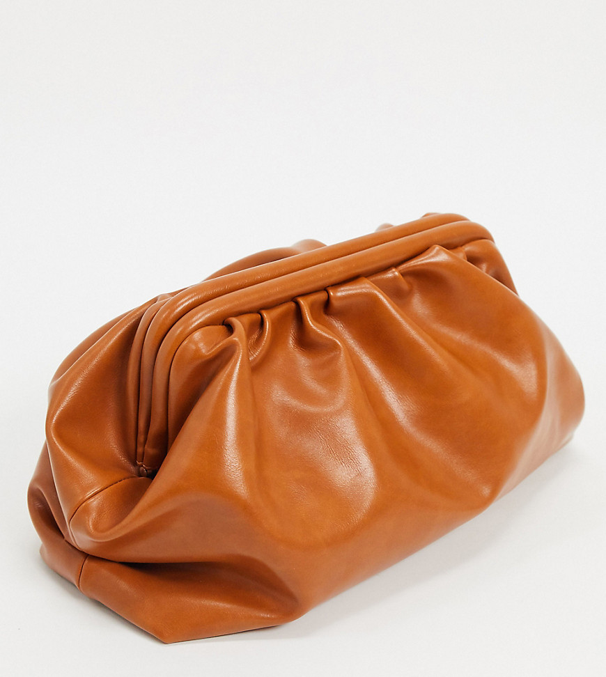 Glamorous Exclusive oversized slouchy pillow clutch bag in tan