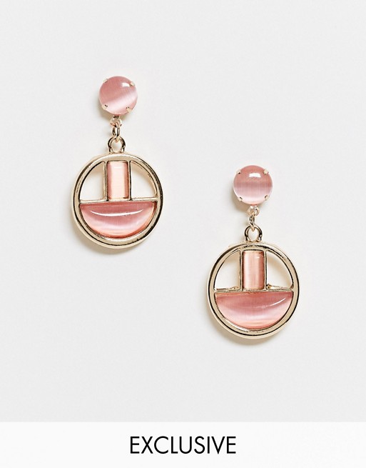 Glamorous Exclusive pink enamel earrings in gold