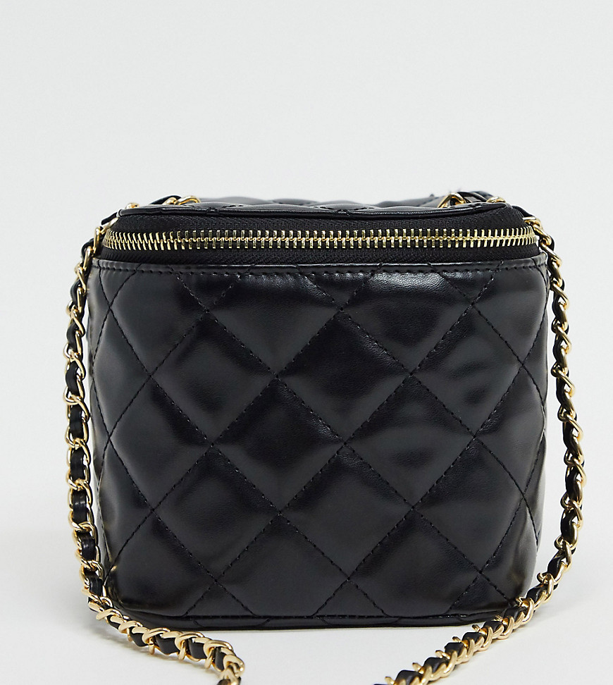 Glamorous Exclusive Quilted Boxy Cross-body Bag With Chain Handle In Black
