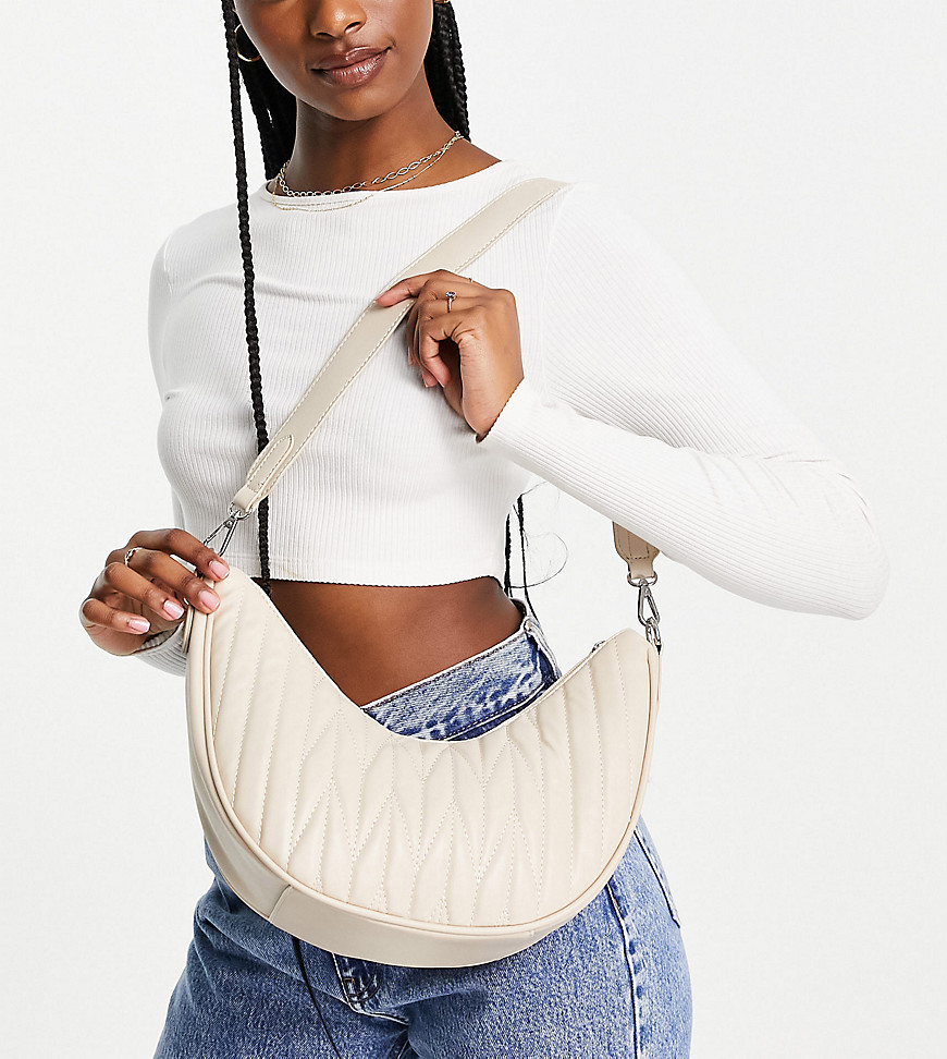Glamorous Exclusive quilted sling bag in ecru-White