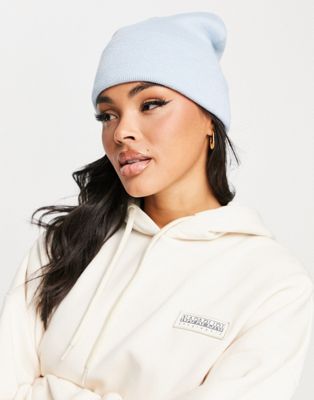 Glamorous Exclusive ribbed turn up beanie in blue - ASOS Price Checker