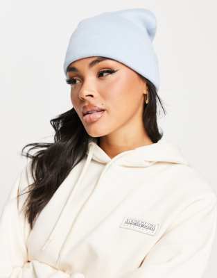 Glamorous Exclusive ribbed turn up beanie in blue