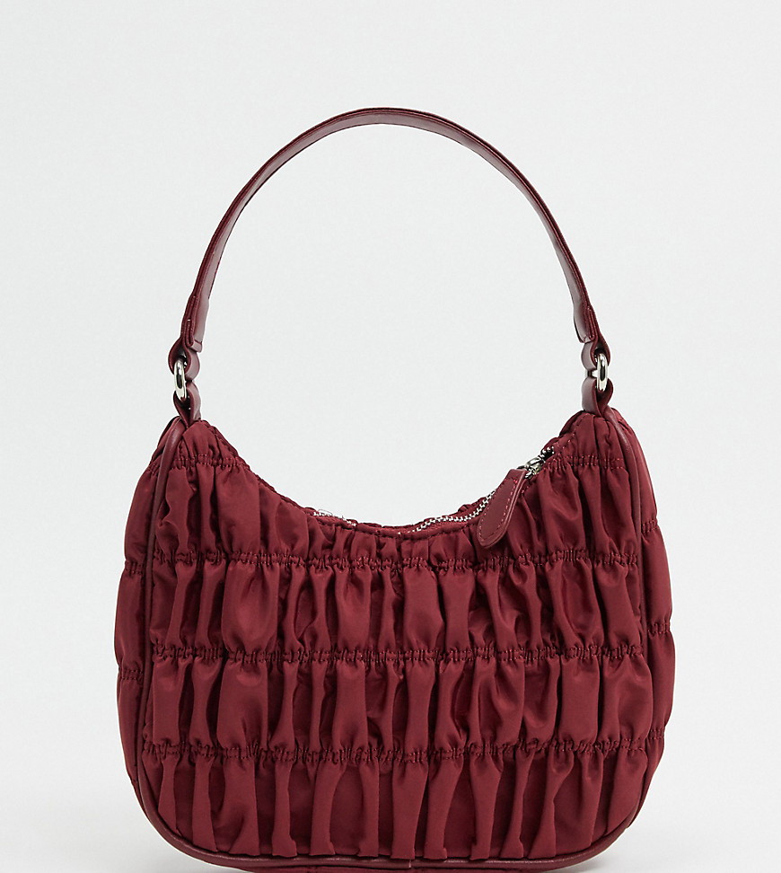 Glamorous Exclusive Ruched Shoulder Bag In Oxblood Nylon-red
