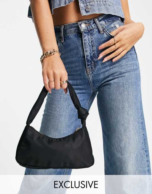 Glamorous Exclusive shoulder bag with twist knot strap detail in black