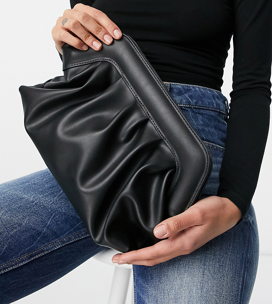 Glamorous Exclusive slouchy pillow clutch bag in black with padded frame