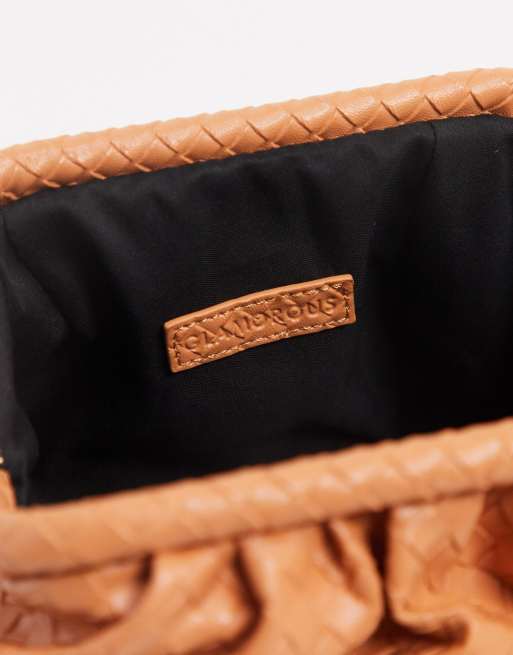 Glamorous Exclusive slouchy pillow clutch bag in orange woven, 4 of 4