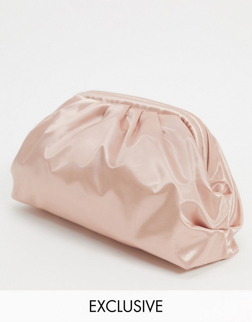 Glamorous Exclusive slouchy pillow clutch bag in pale pink