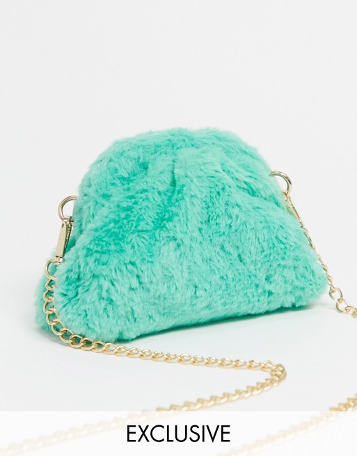 Glamorous Exclusive slouchy pillow mini clutch bag in faux fur