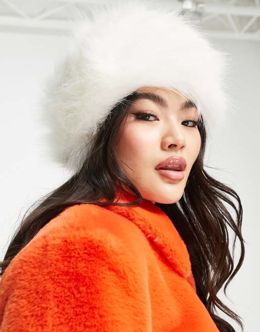 Glamorous Exclusive statement faux fur hat in white