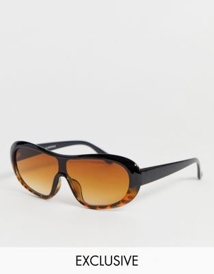 Glamorous Exclusive tortoiseshell oversized visor sunglasses