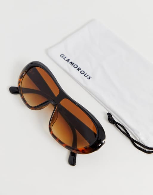 Glamorous Exclusive tortoiseshell oversized visor sunglasses, 2 of 4