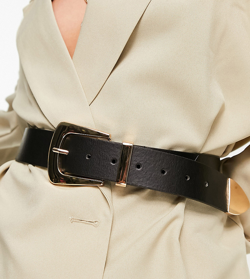 Glamorous Exclusive wide waist blazer belt in black with gold hardware