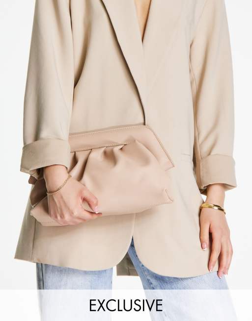 Glamorous - Exclusives - Ruime clutch in camel met gewatteerd frame