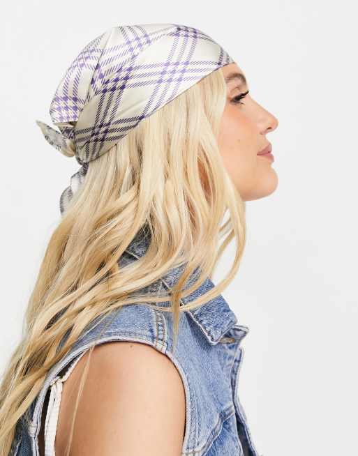 Houden ontwikkelen Spelen met Glamorous - Exclusives - Satijnen hoofddoek in lila met gingham ruit | ASOS