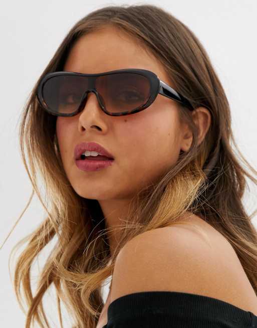 Glamorous – Exklusive Oversized-Visor-Sonnenbrille in Schildpatt, 3 von 4