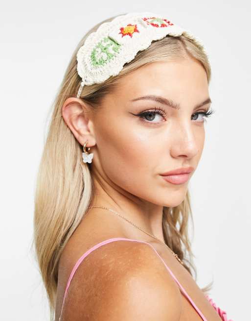 Glamorous - Fascia all'uncinetto color crema multicolore