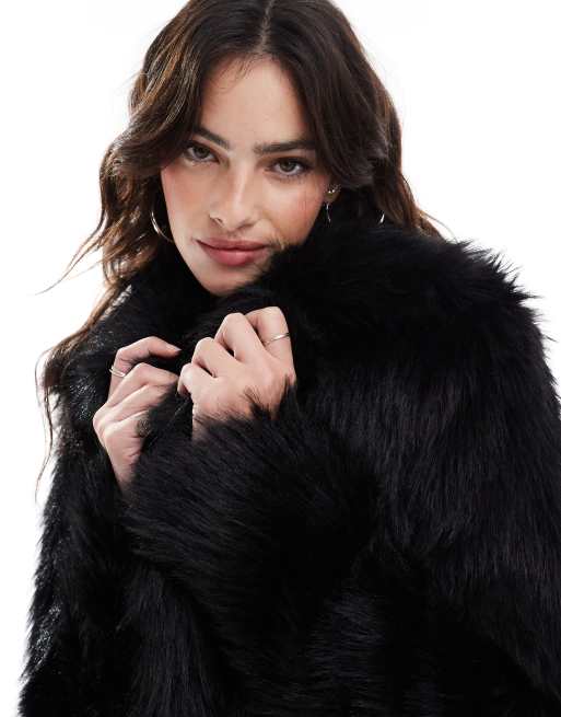 Glamorous faux fur coat in black, 2 of 4