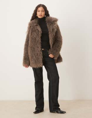 Glamorous Faux Fur Coat In Grey