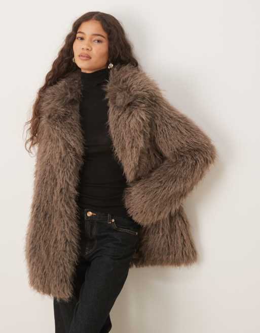 Glamorous Faux Fur Coat in grey brown, 2 of 4