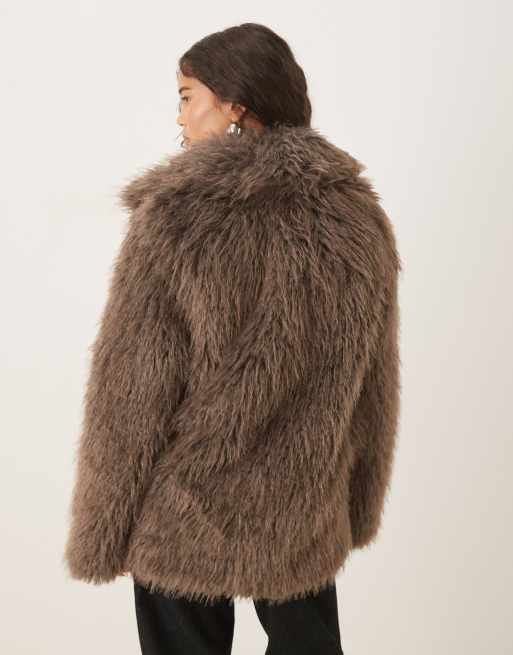 Glamorous Faux Fur Coat in grey brown, 4 of 4